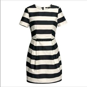 H&M Black & White Striped Short Sleeve Mini Dress Size 10